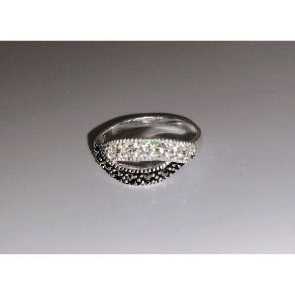 Holsted Midnight Ice 925 Sterling Silver CZ Black & White Stones Bypass Ring 6.5 - Picture 9 of 16